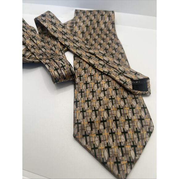 EXTRA LONG 63” Cristians Closet 100% Silk Neck Tie BEAUTIFUL Christian Crosses - Picture 2 of 5